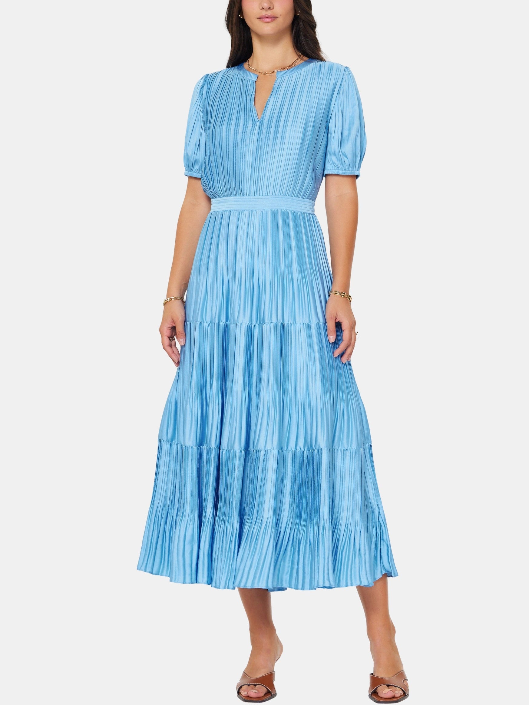 periwinkle maxi dress High Neck Tiered Maxi Dress