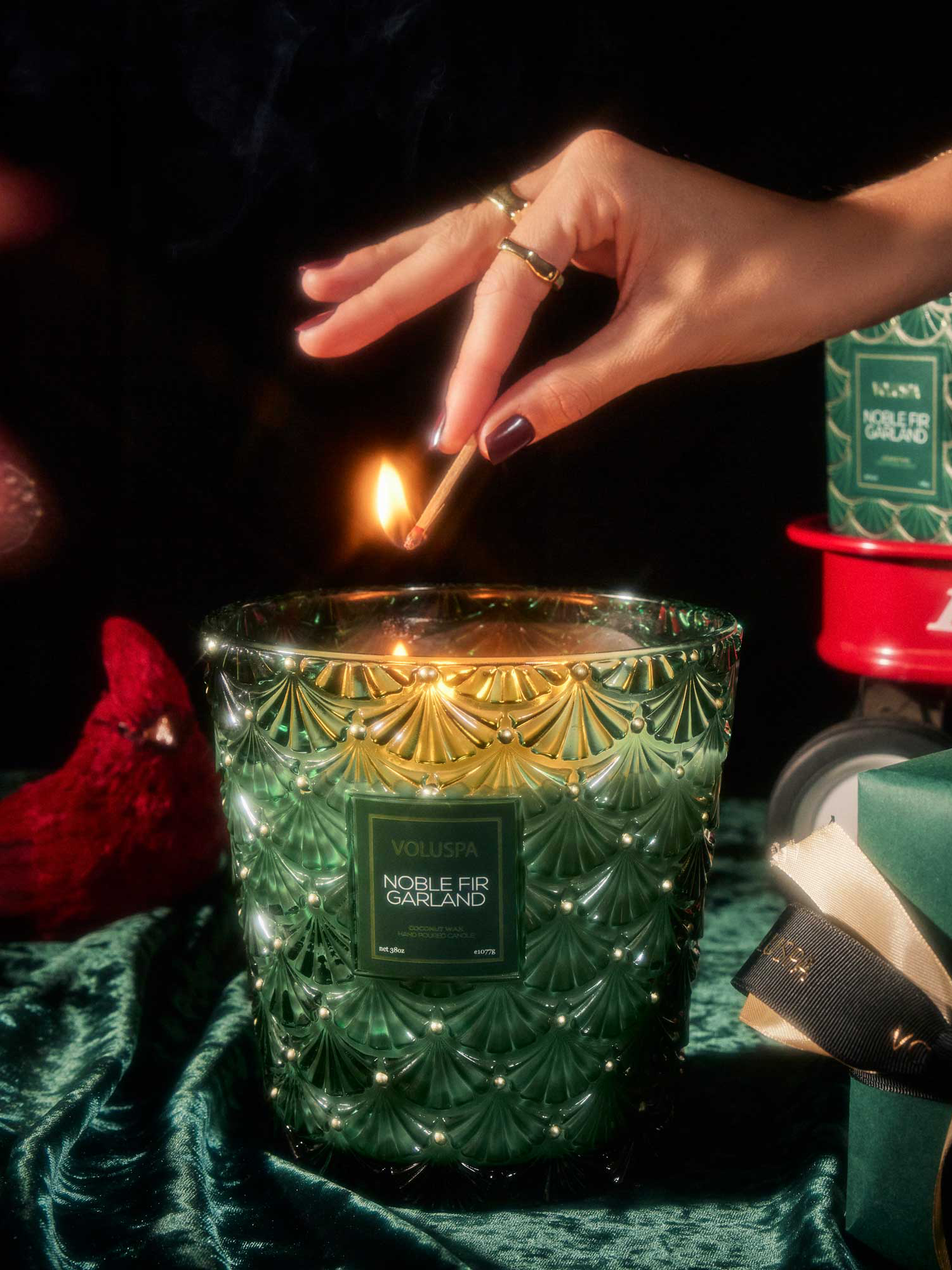 Noble Fir Garland 3 Wick - Periwinkle
