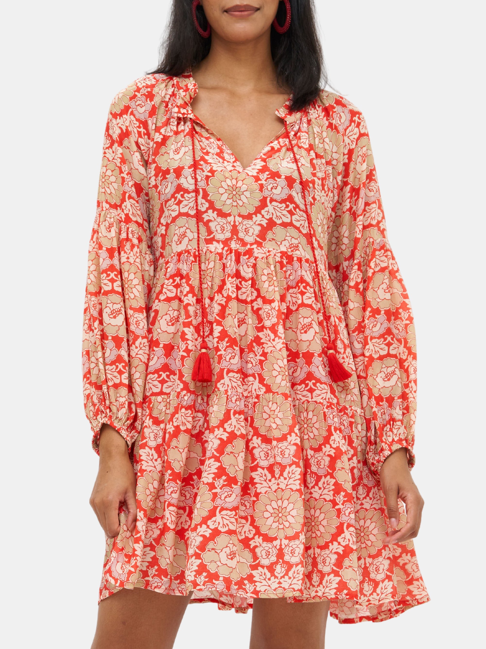Balloon Sleeve Short Dress - Periwinkle