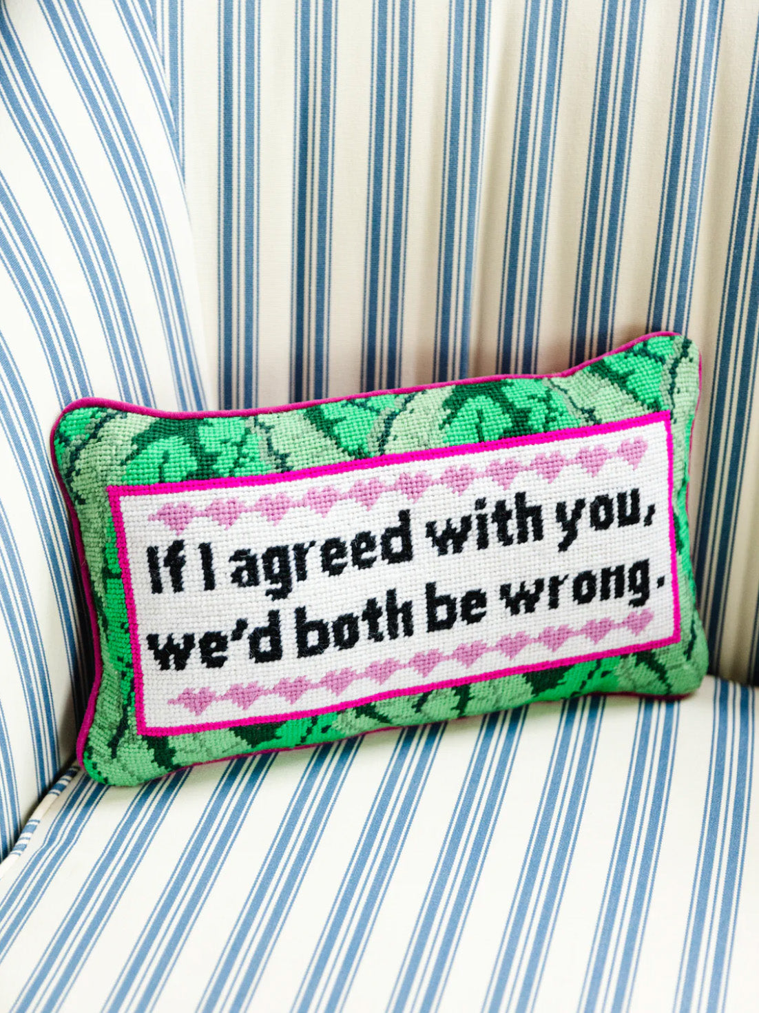 Both Be Wrong Needlepoint Pillow - Periwinkle