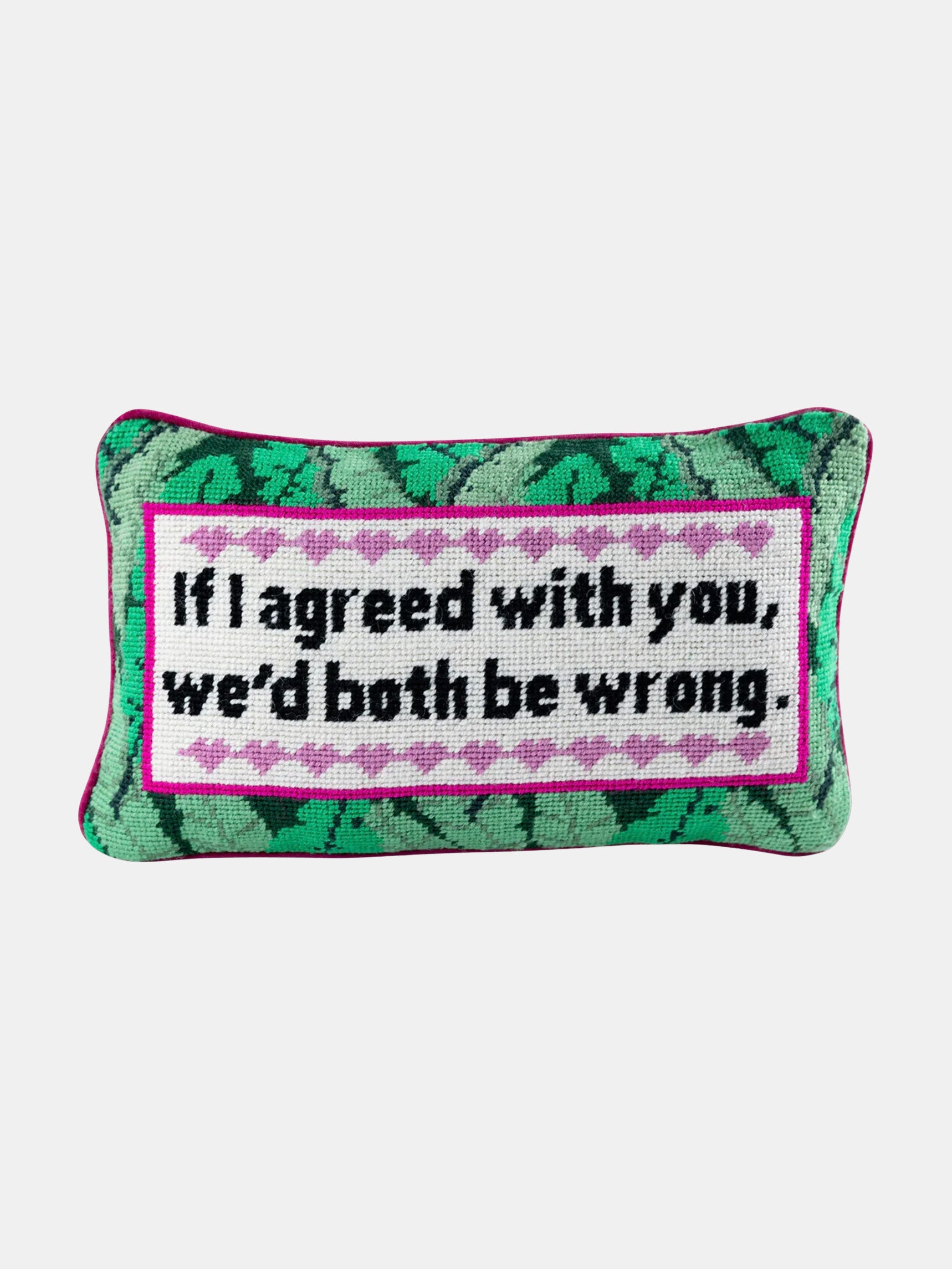 Both Be Wrong Needlepoint Pillow - Periwinkle