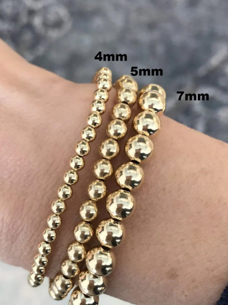 Classic Gold 3mm Bead Bracelet - Periwinkle
