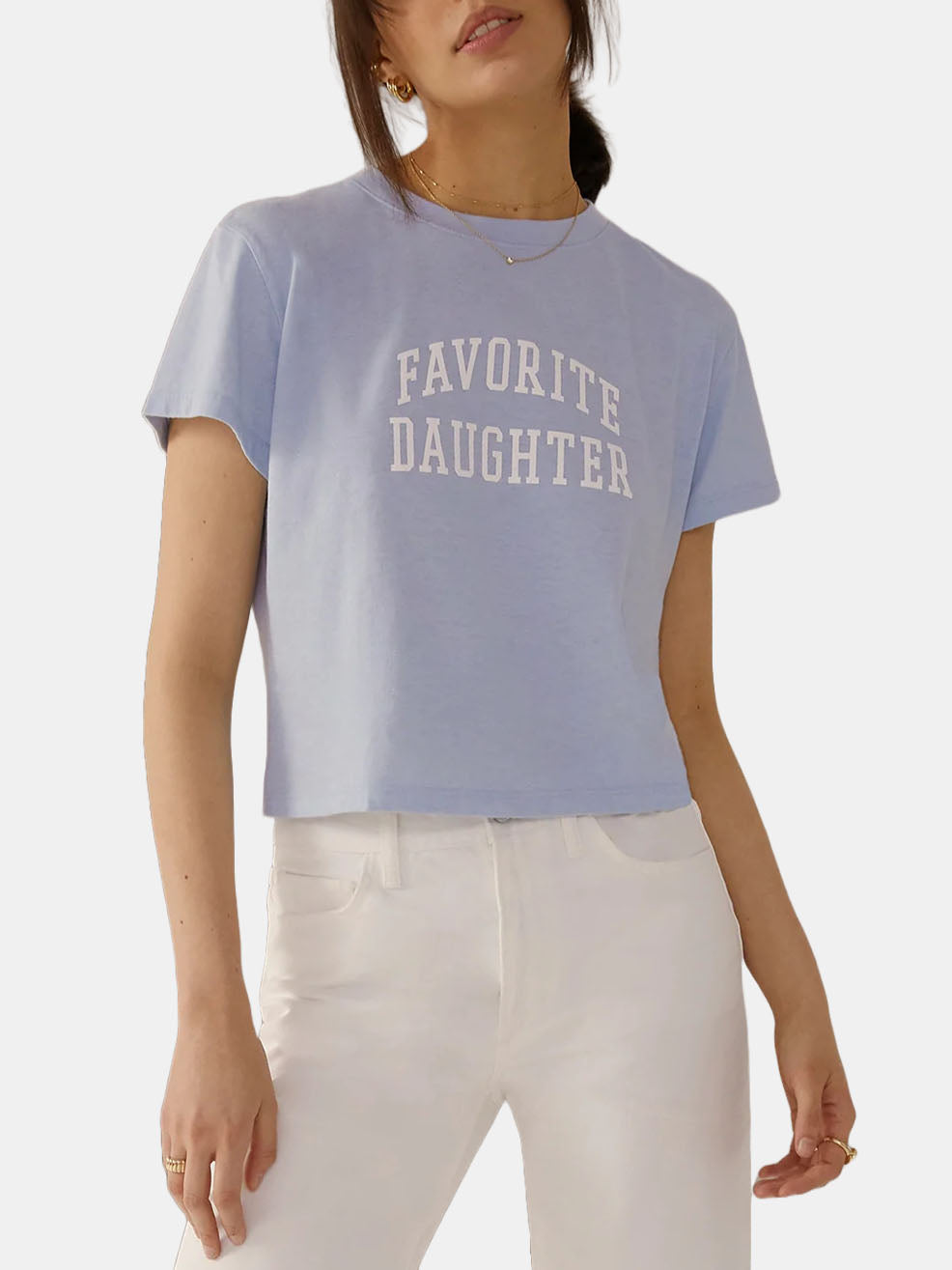 Favorite Daughter Cropped Collegiate Tee - Periwinkle