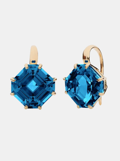 Gossip Blue Topaz Square Emerald Cut Earrings - Periwinkle 