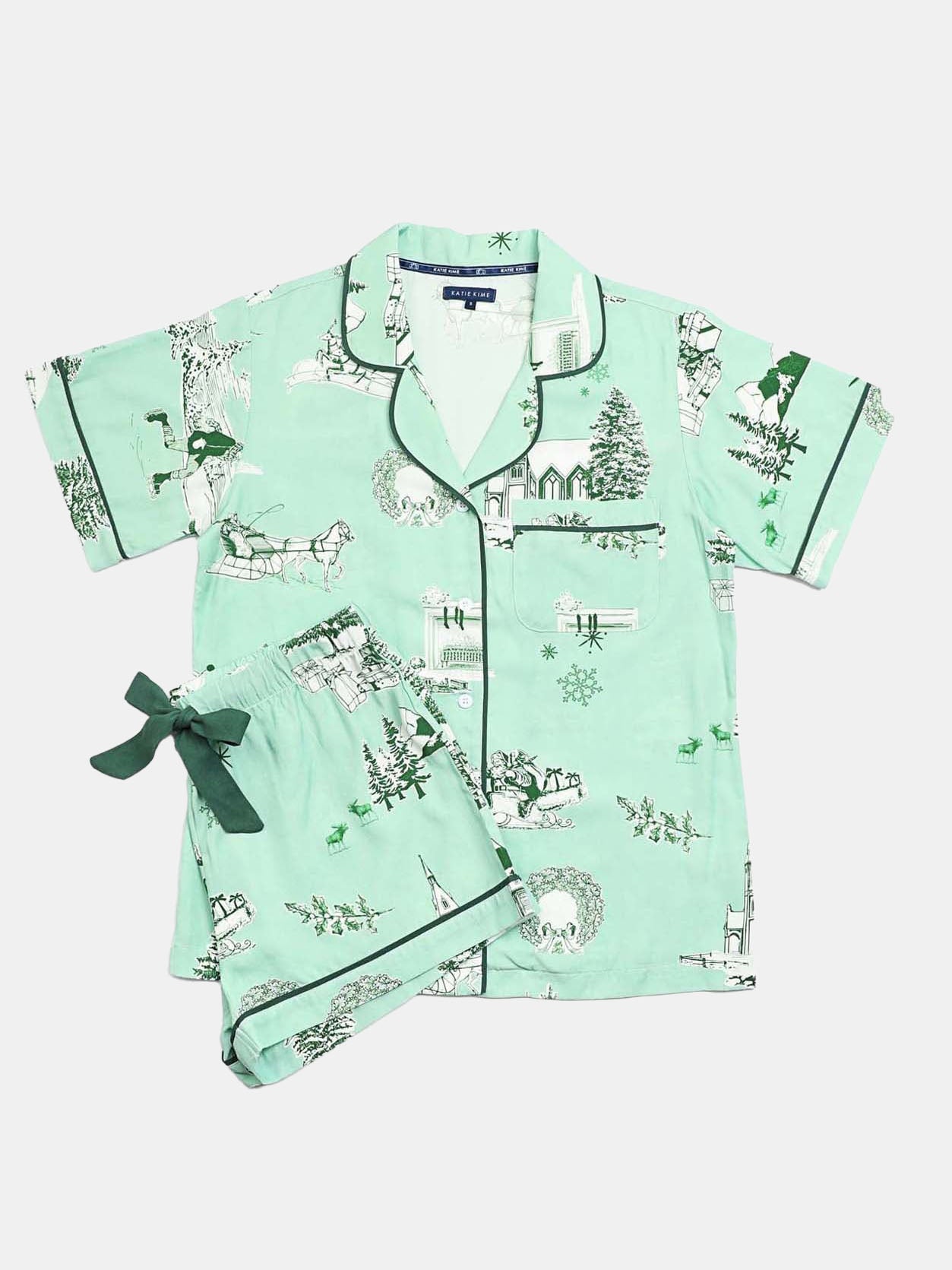 Holiday Toile Pajama Shorts Set - Periwinkle