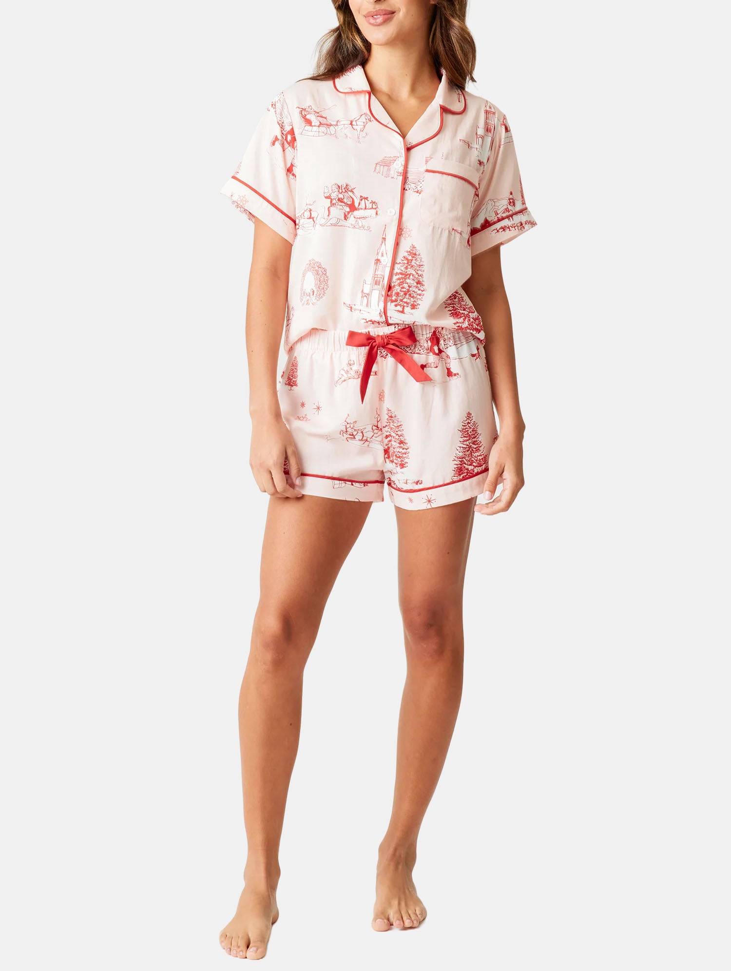 Holiday Toile Pajama Shorts Set - Periwinkle