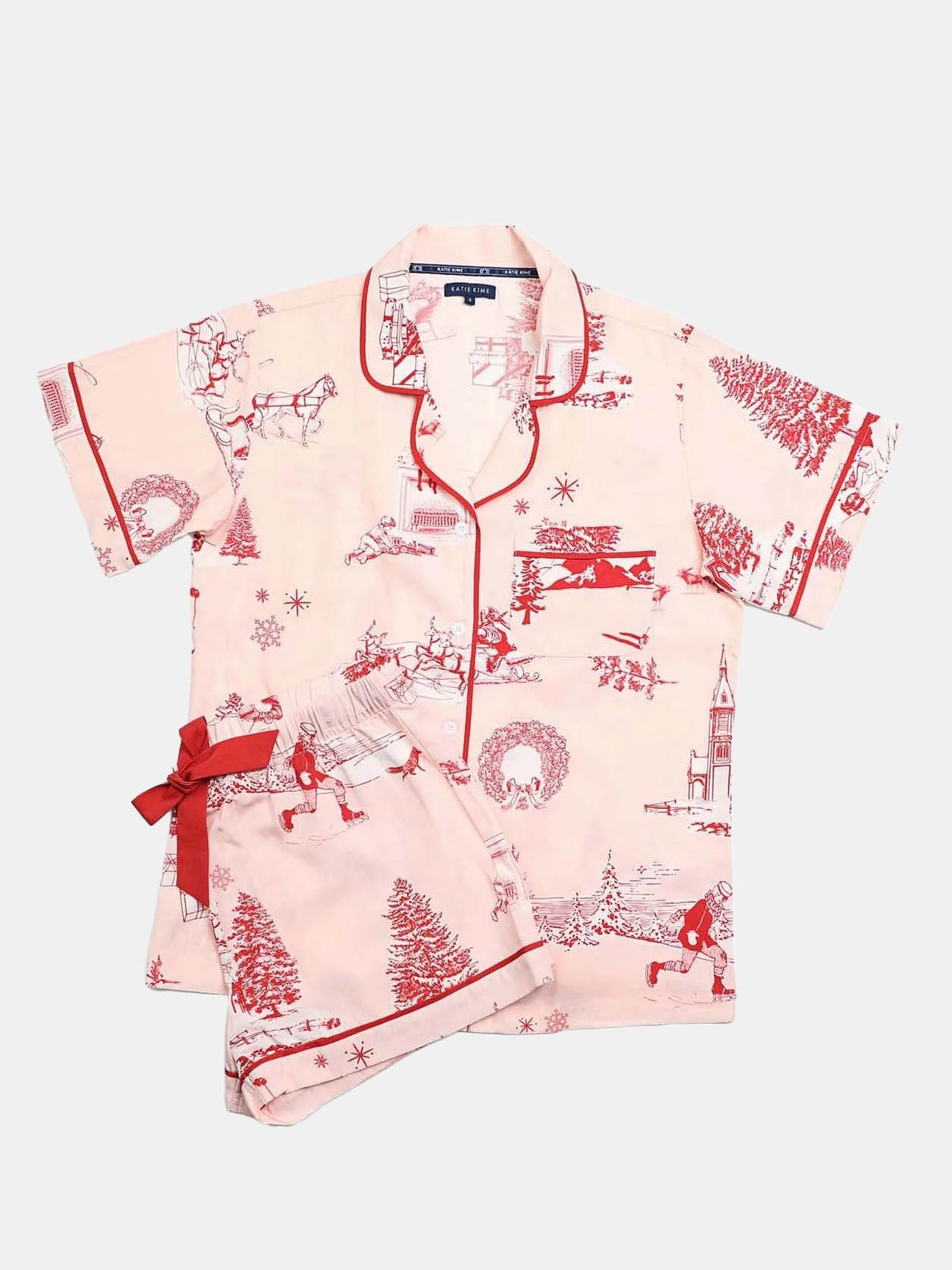 Holiday Toile Pajama Shorts Set - Periwinkle