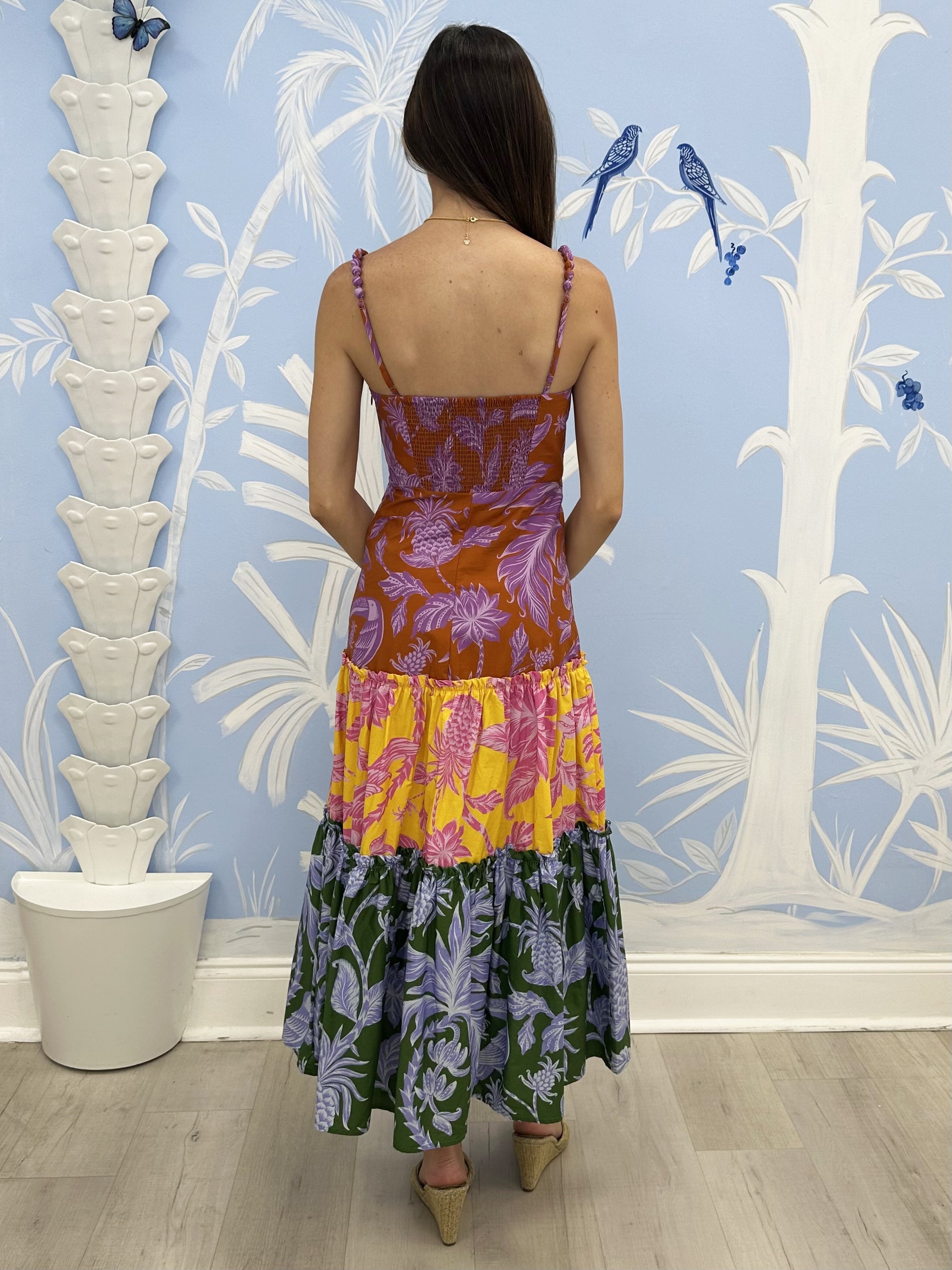 Tropical Swing Mix Midi Dress