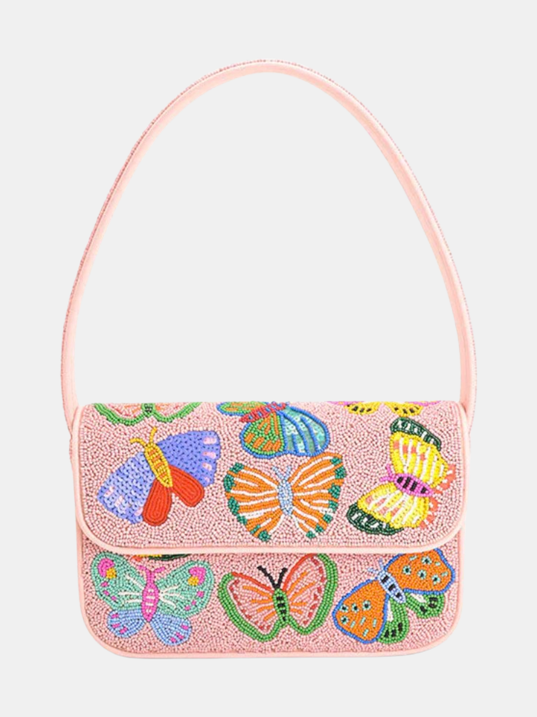 Butterfly Garden Beaded Shoulder Bag