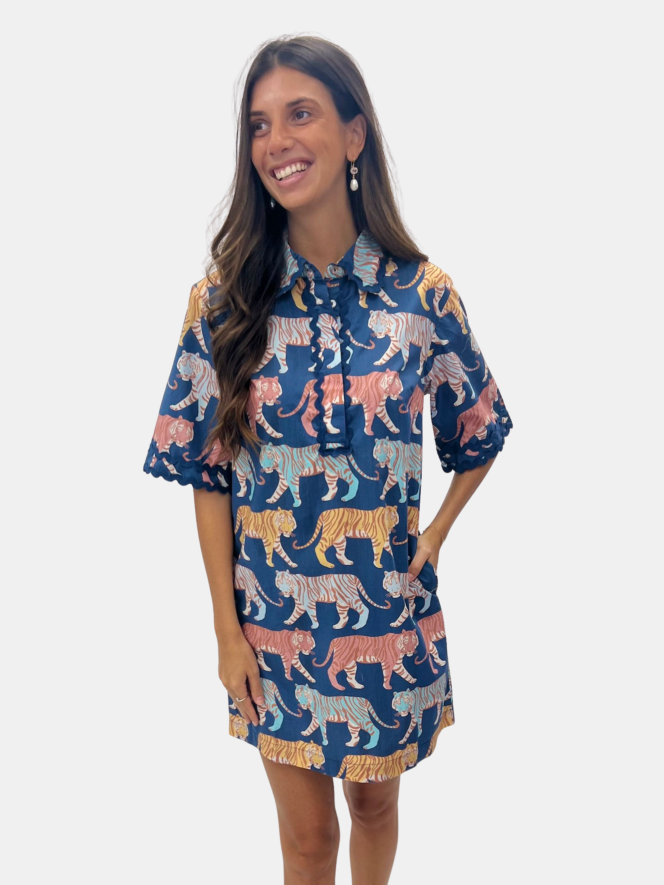 Collared Shirt Mini Dress - Periwinkle