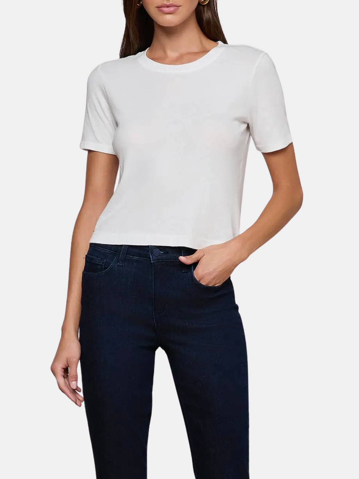 Stormy Short Sleeve Crop Crew Neck Tee - Periwinkle