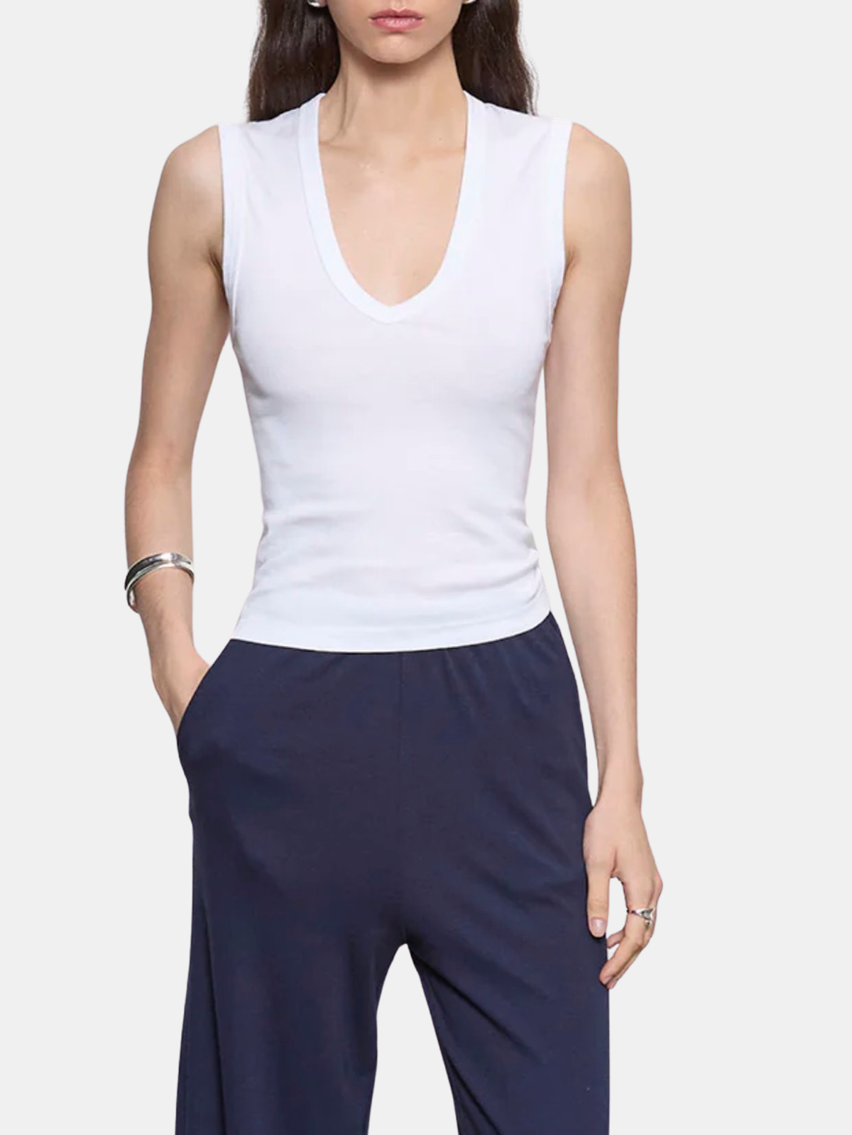 Supima Cotton Esssential Sleeveless V - Periwinkle