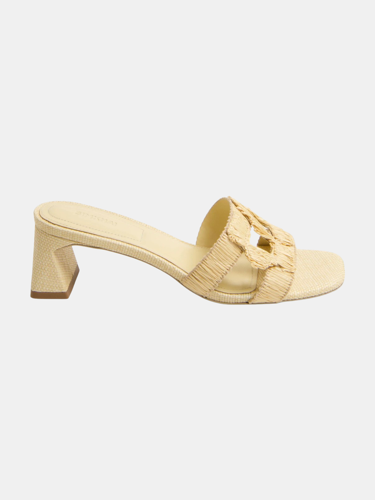 Monogram Raffia Block Heel - Periwinkle