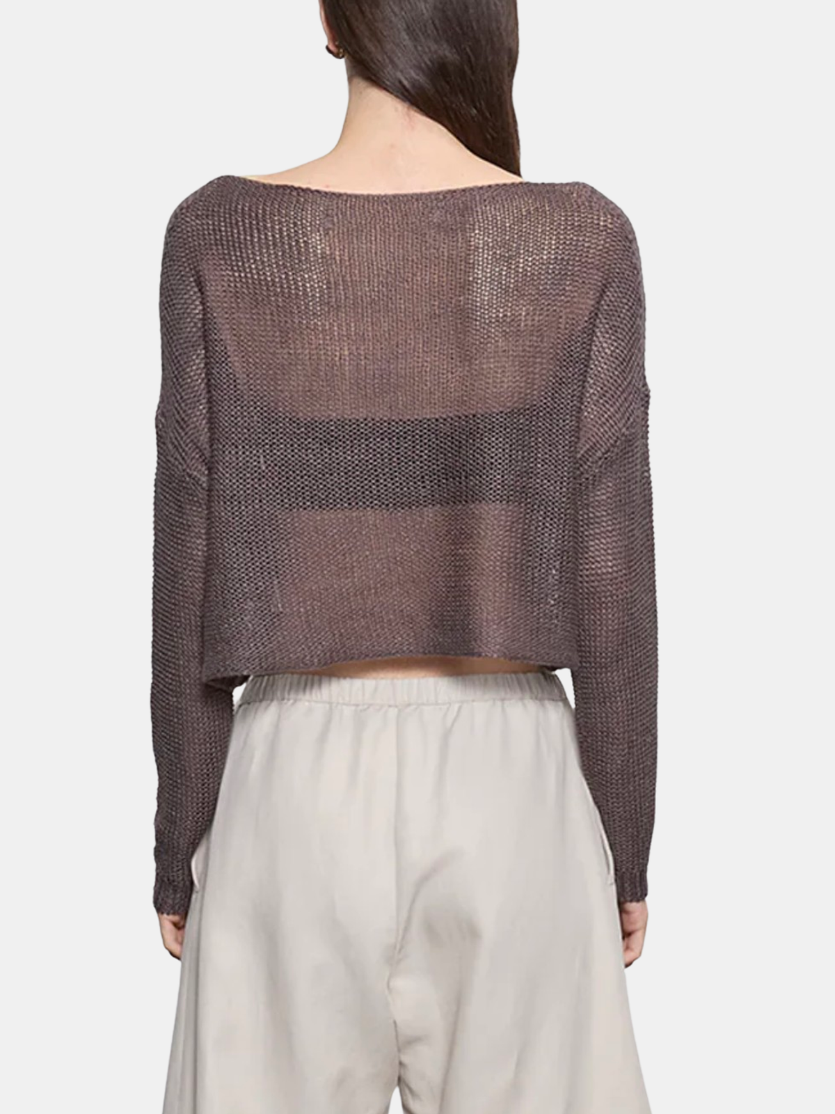 Linen Open Knit Bateau Sweater - Periwinkle