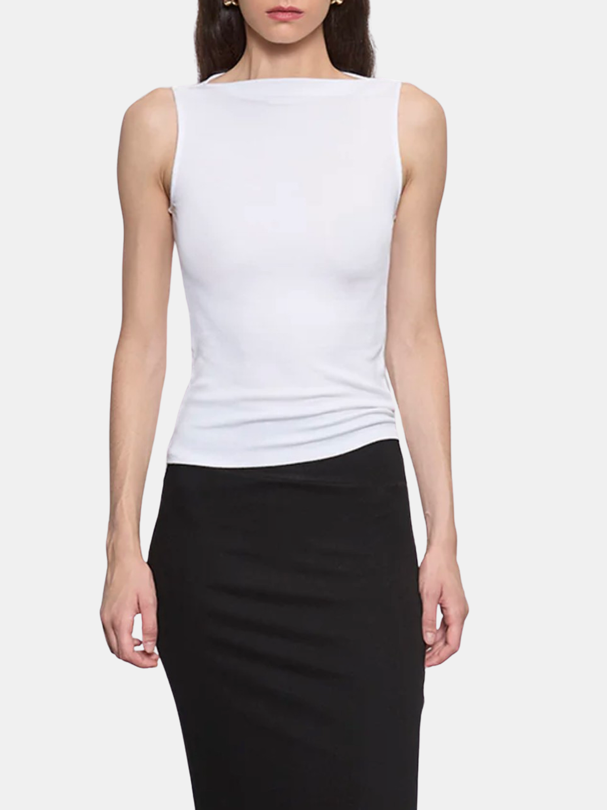 Silk Rib Sleeveless Boatneck - Periwinkle