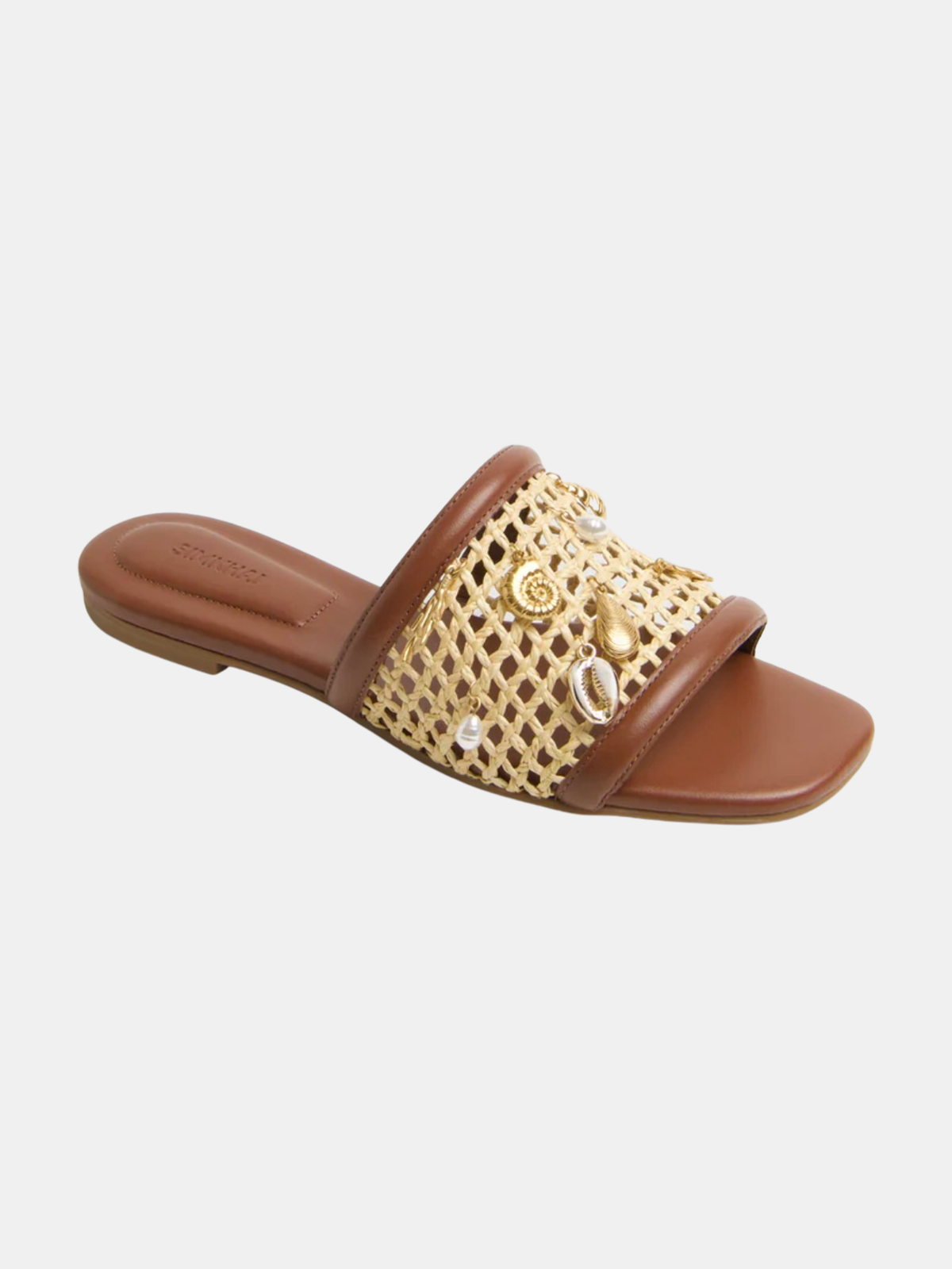 Caspian Raffia Netted Flat Sandal - Periwinkle