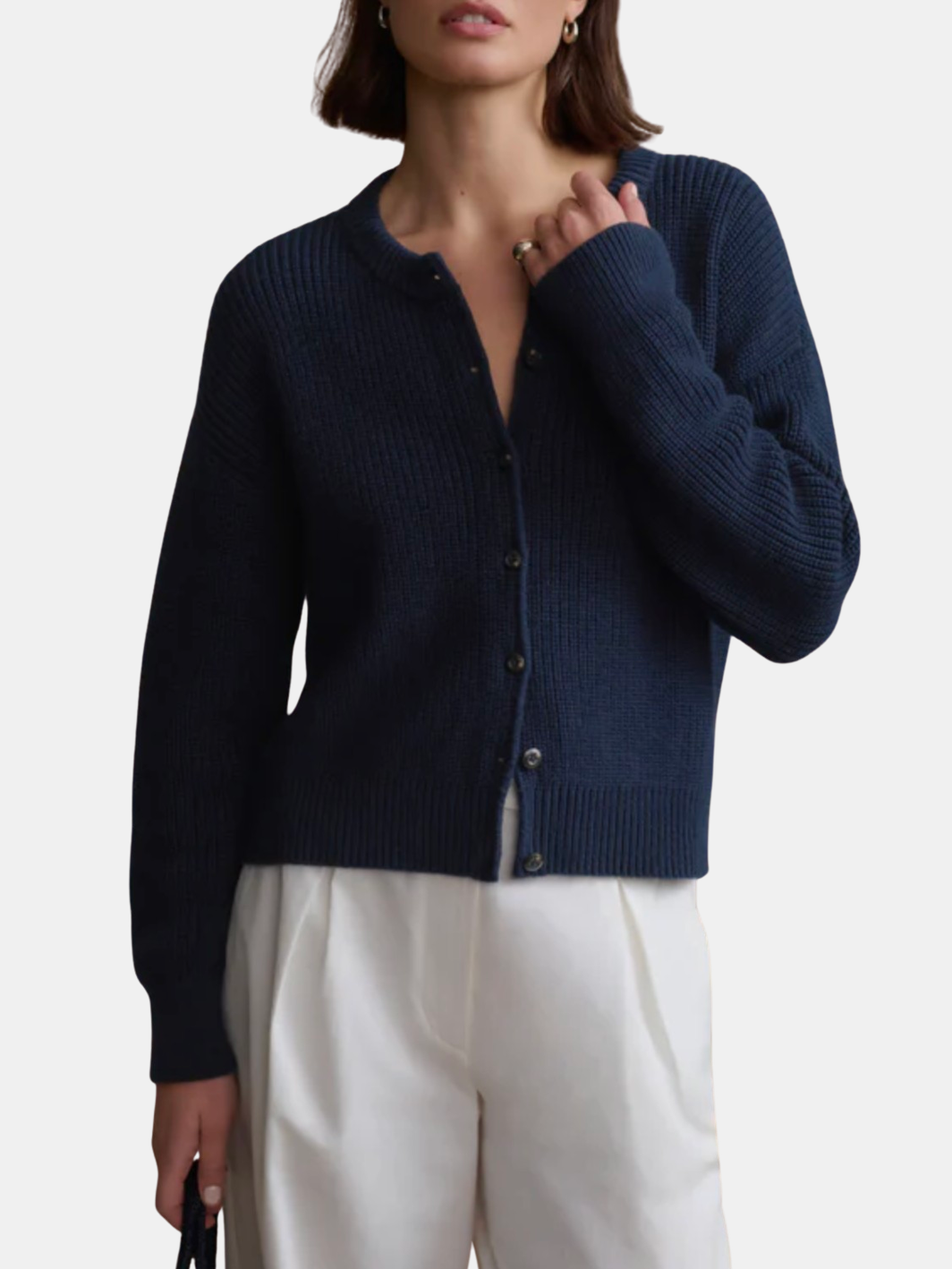 Cotton Hayes Crewneck Cardigan - Periwinkle