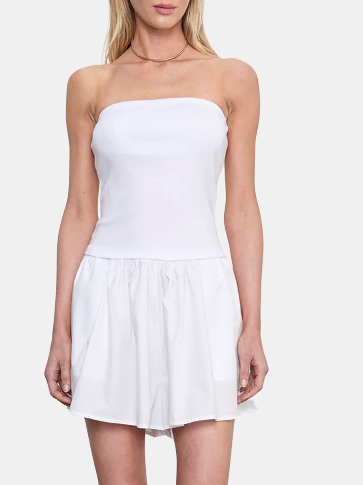 Cotton Rib Bandeau Top - Periwinkle