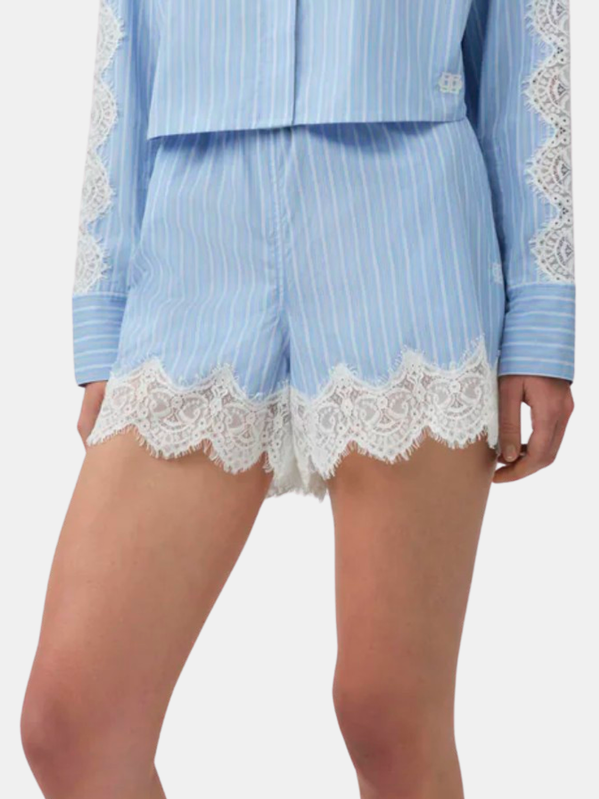 Emmie Cotton Lace Shorts - Periwinkle