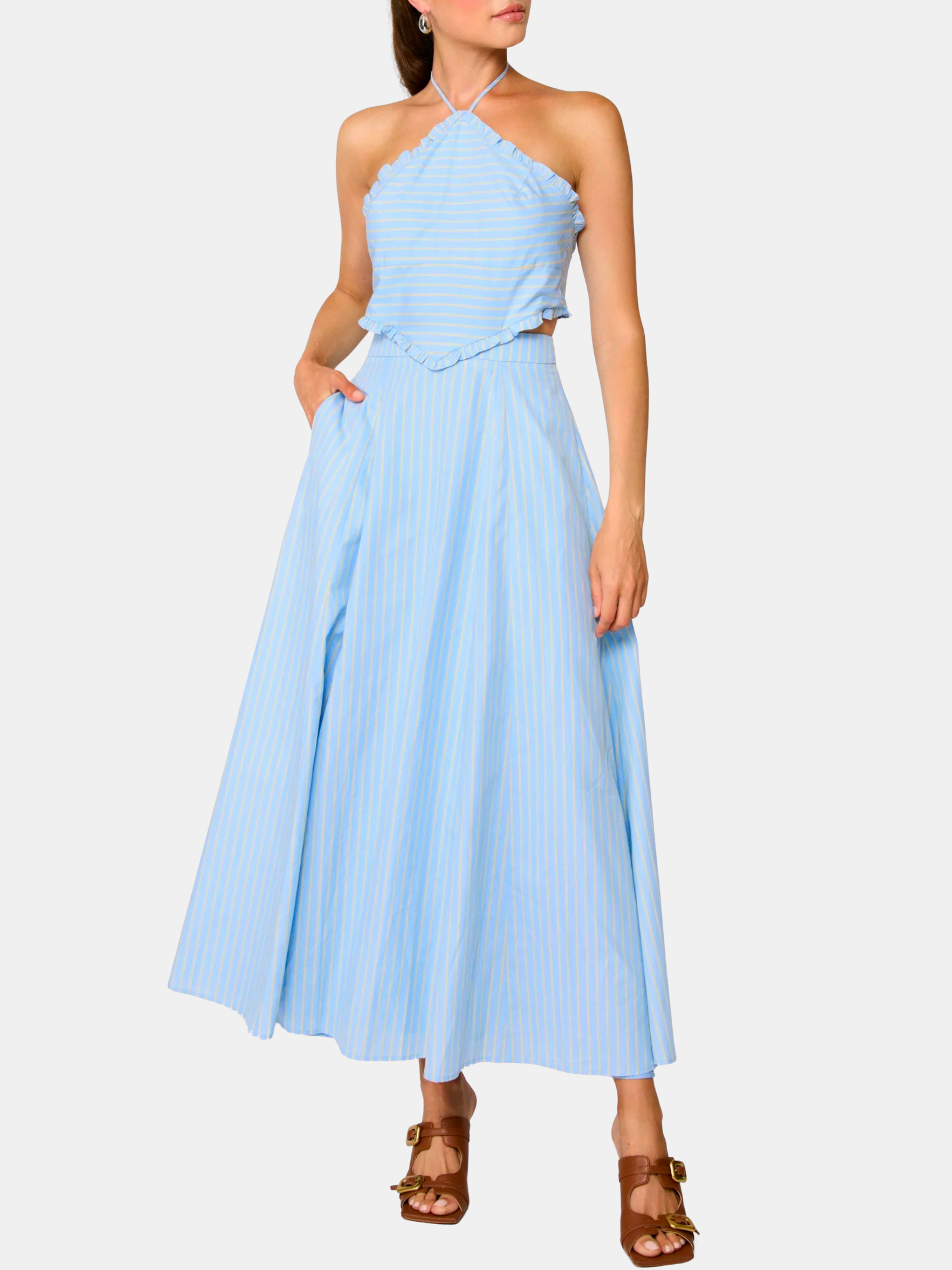 tobie dress Pleated Mini by Exquise in White, Size: Large at Anthropologie Stripe pattern Marie Oliver Tobie Dress In