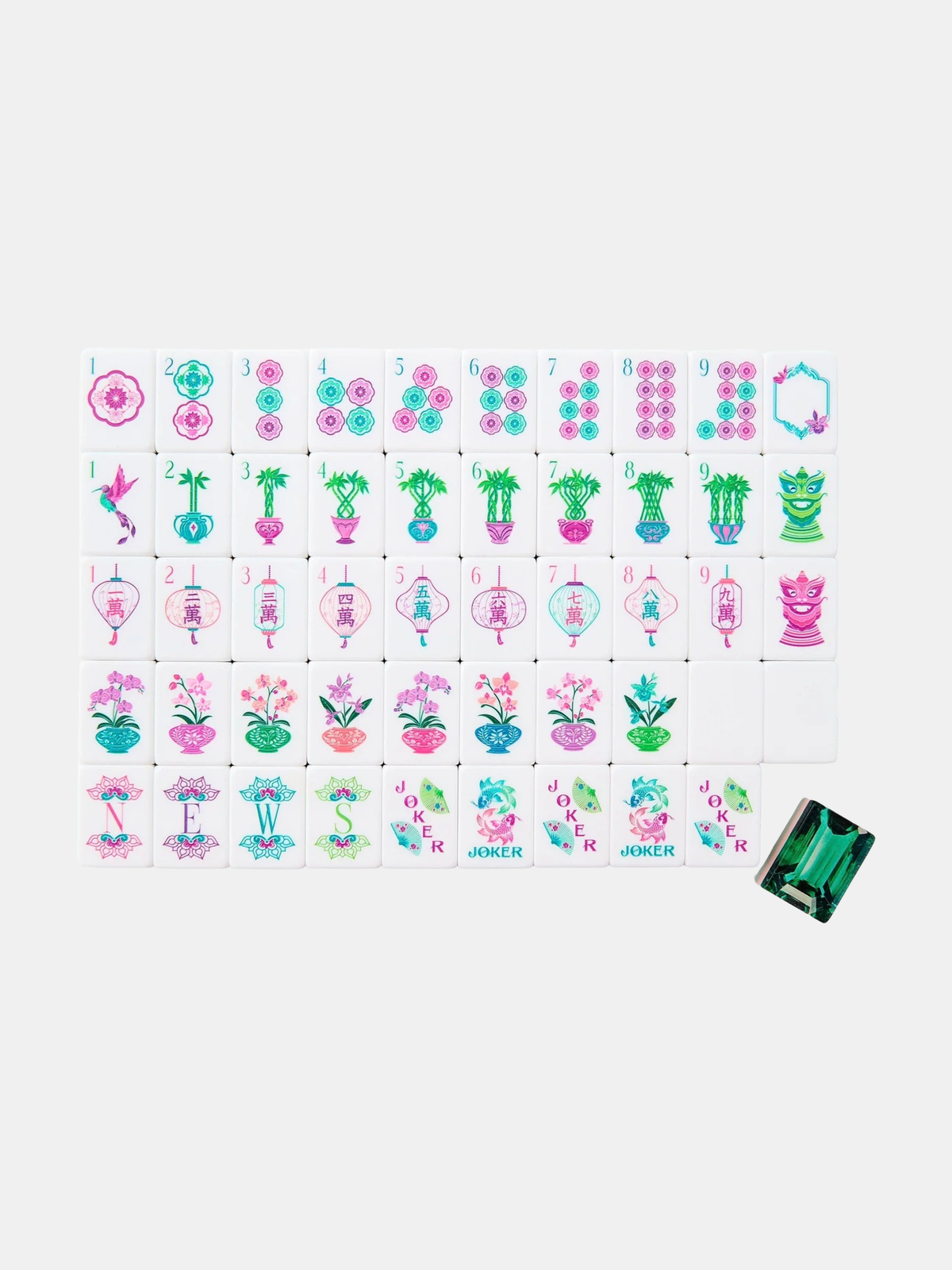 Emerald Mahjong Tiles - Periwinkle