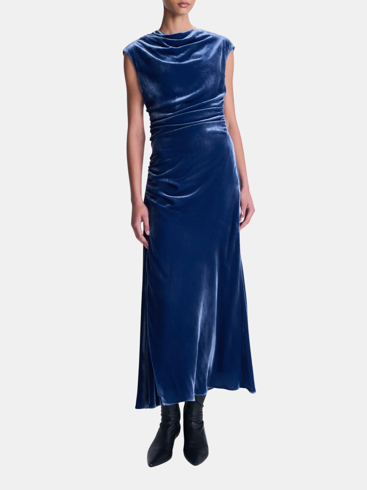 Burke S/l Draped Midi Dress - Periwinkle