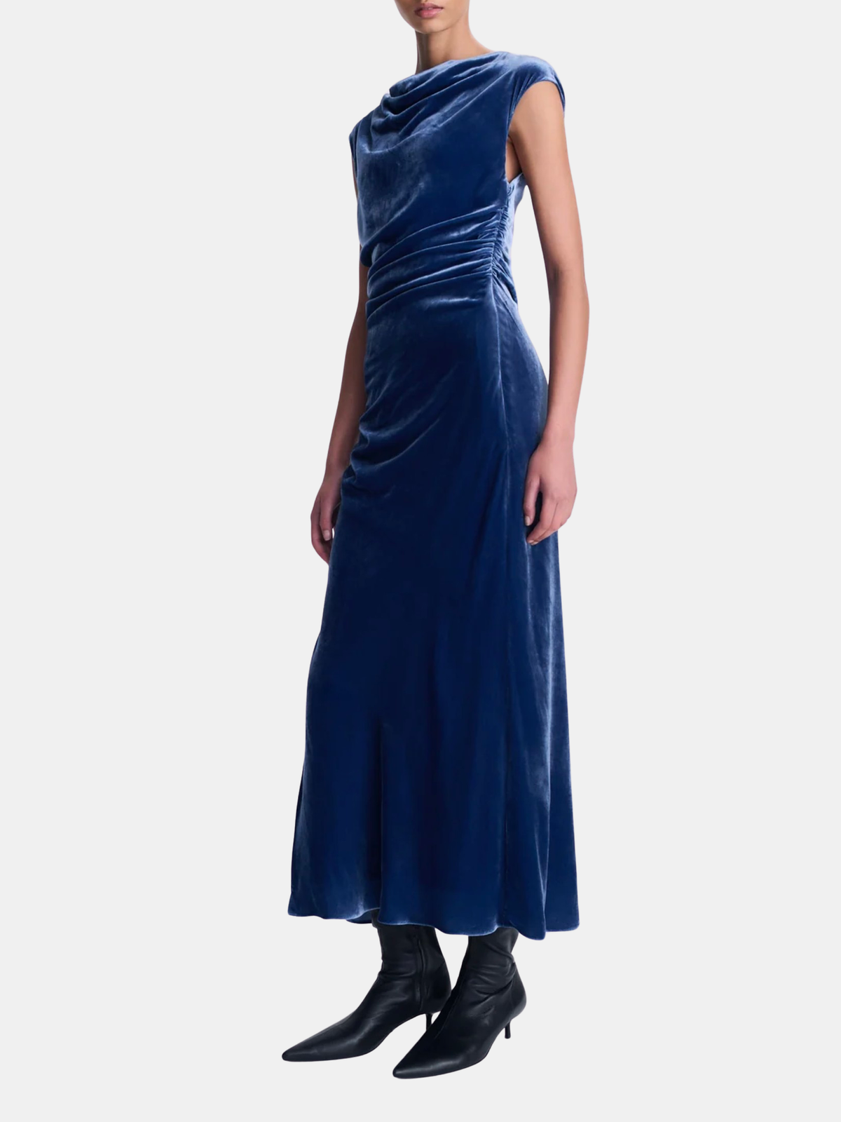 Burke S/l Draped Midi Dress - Periwinkle