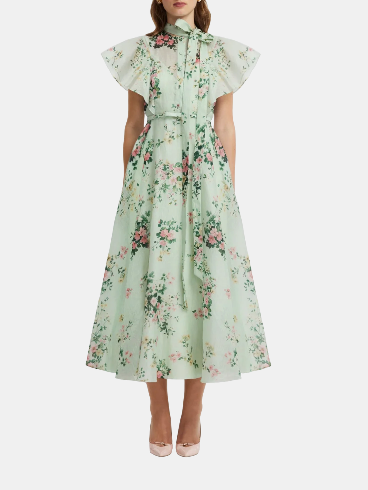 Elsie Flutter Sleeve Midi Dress - Periwinkle