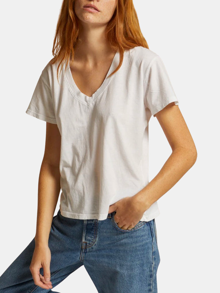 Hendrix Short Sleeve Boxy V Neck - Periwinkle