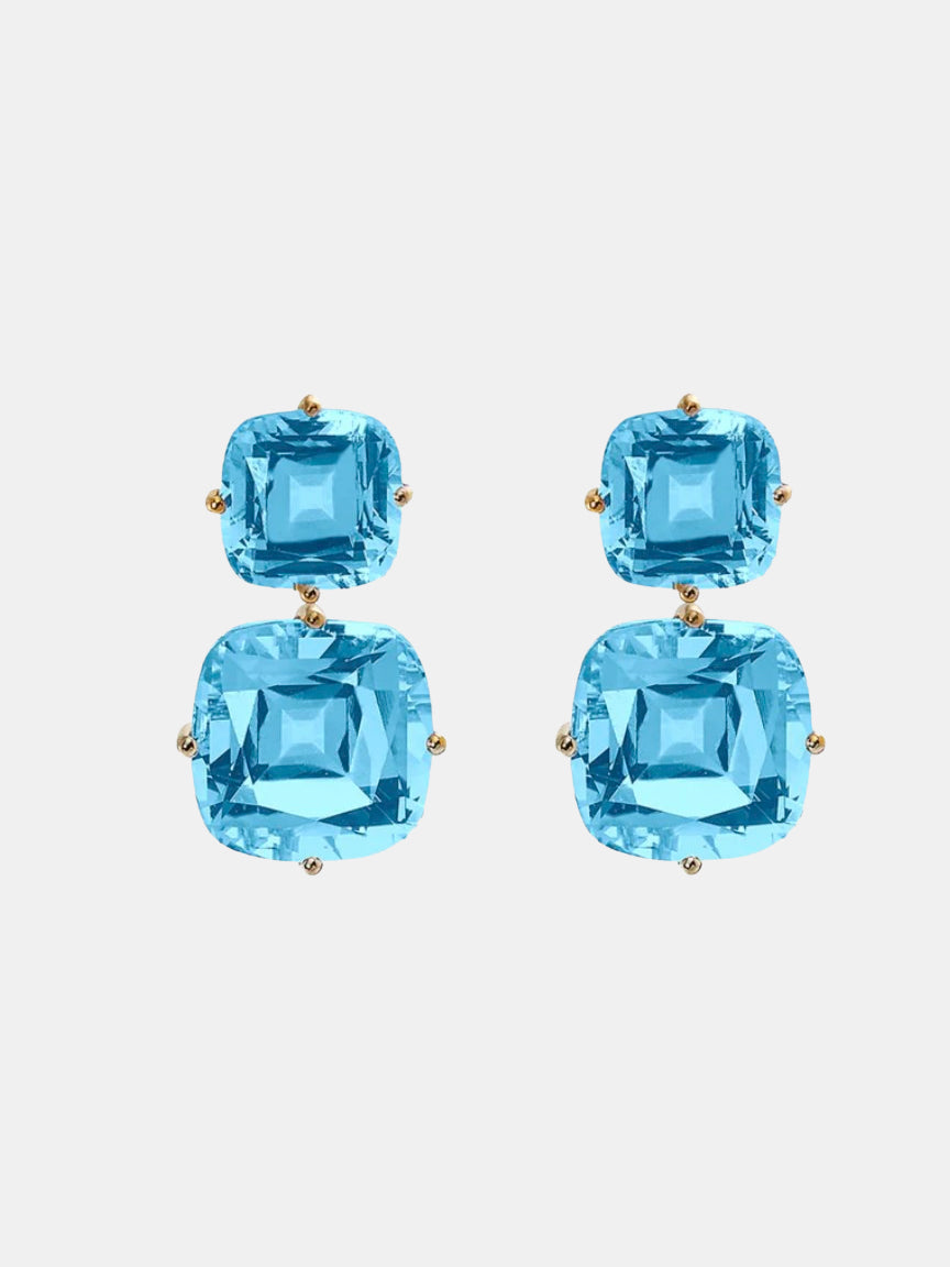 2 Tier Blue Topaz Earrings