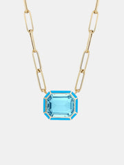 Blue Topaz Emerald Cut Pendant