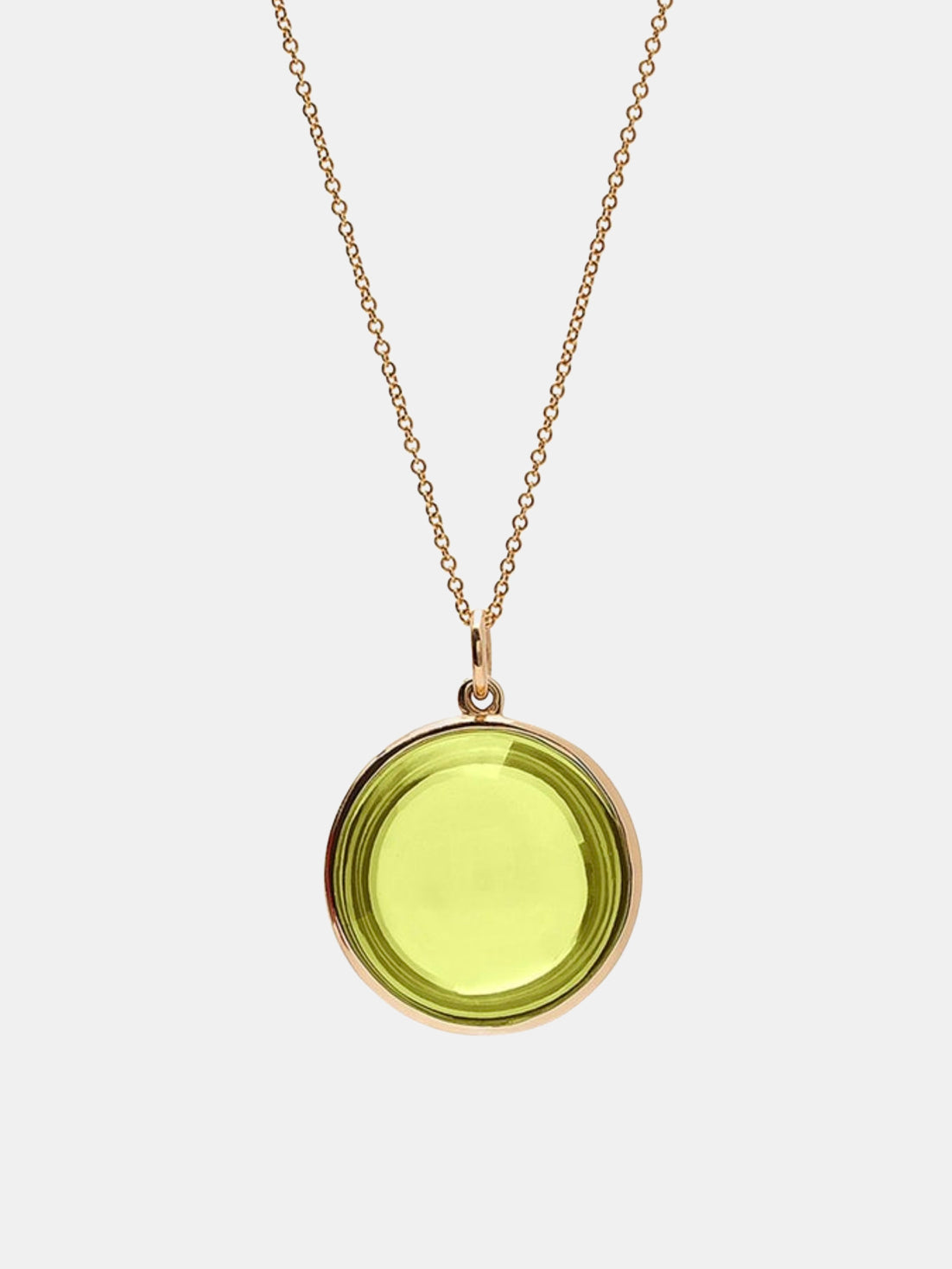 Lemon Quartz Round Disc Pendant