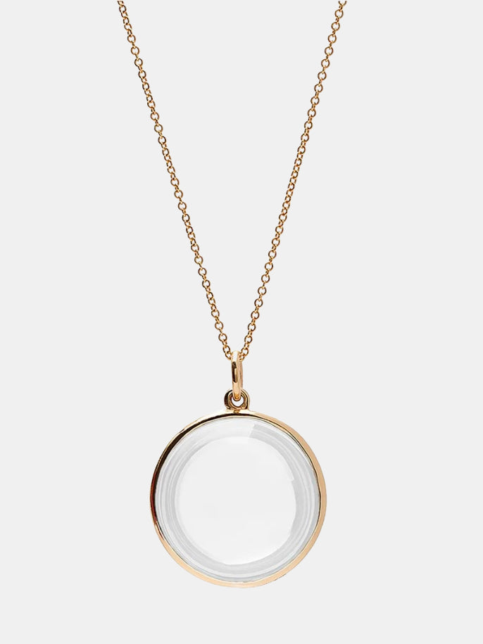 Moon Quartz Disc Pendant Necklace