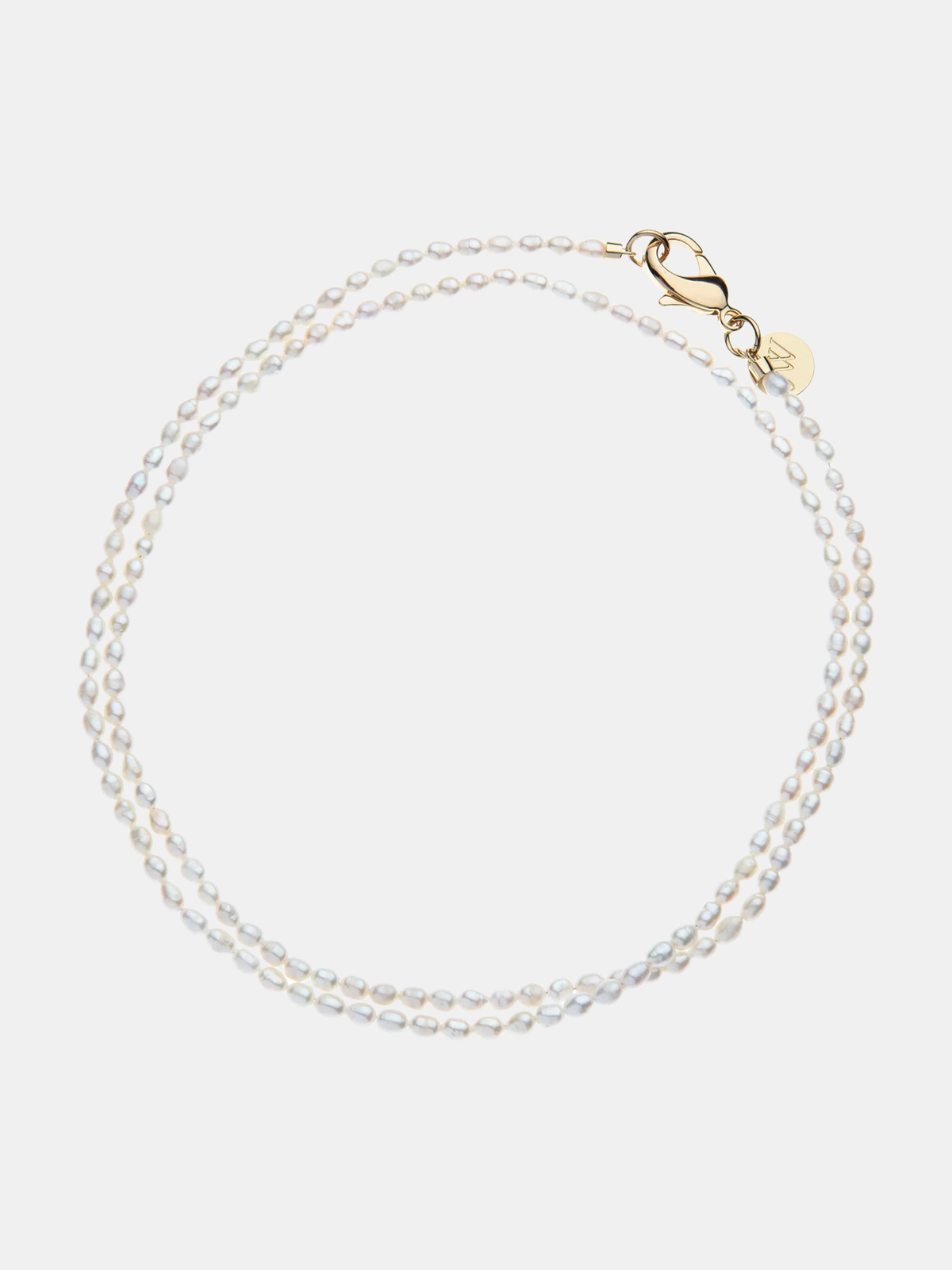 Double Wrap Rice Pearl Necklace - Periwinkle
