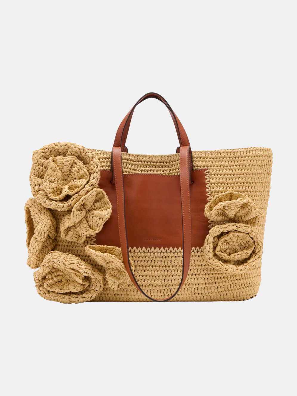 Lali Floral Raffia Tote - Periwinkle