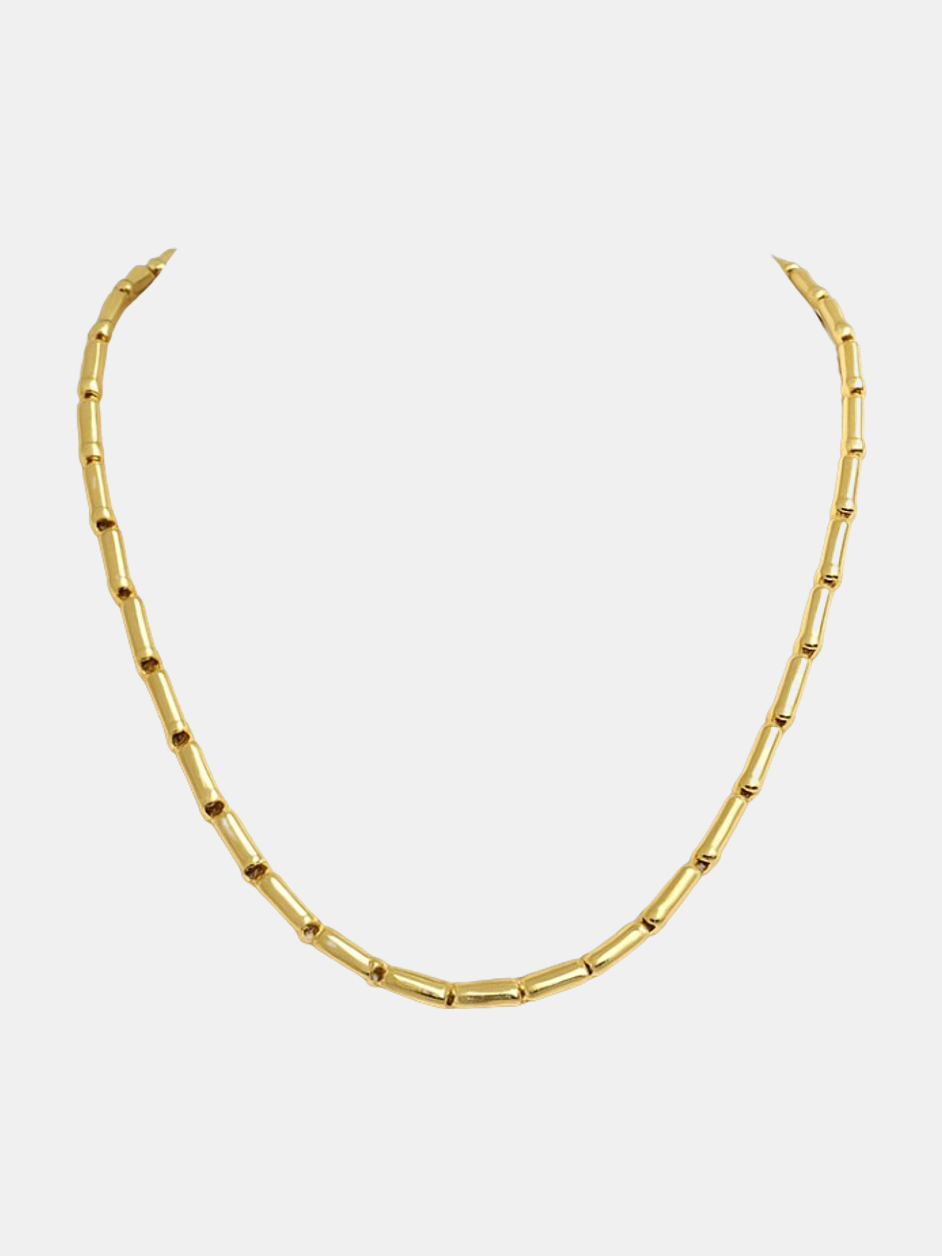 14k Bamboo Link Necklace 16"