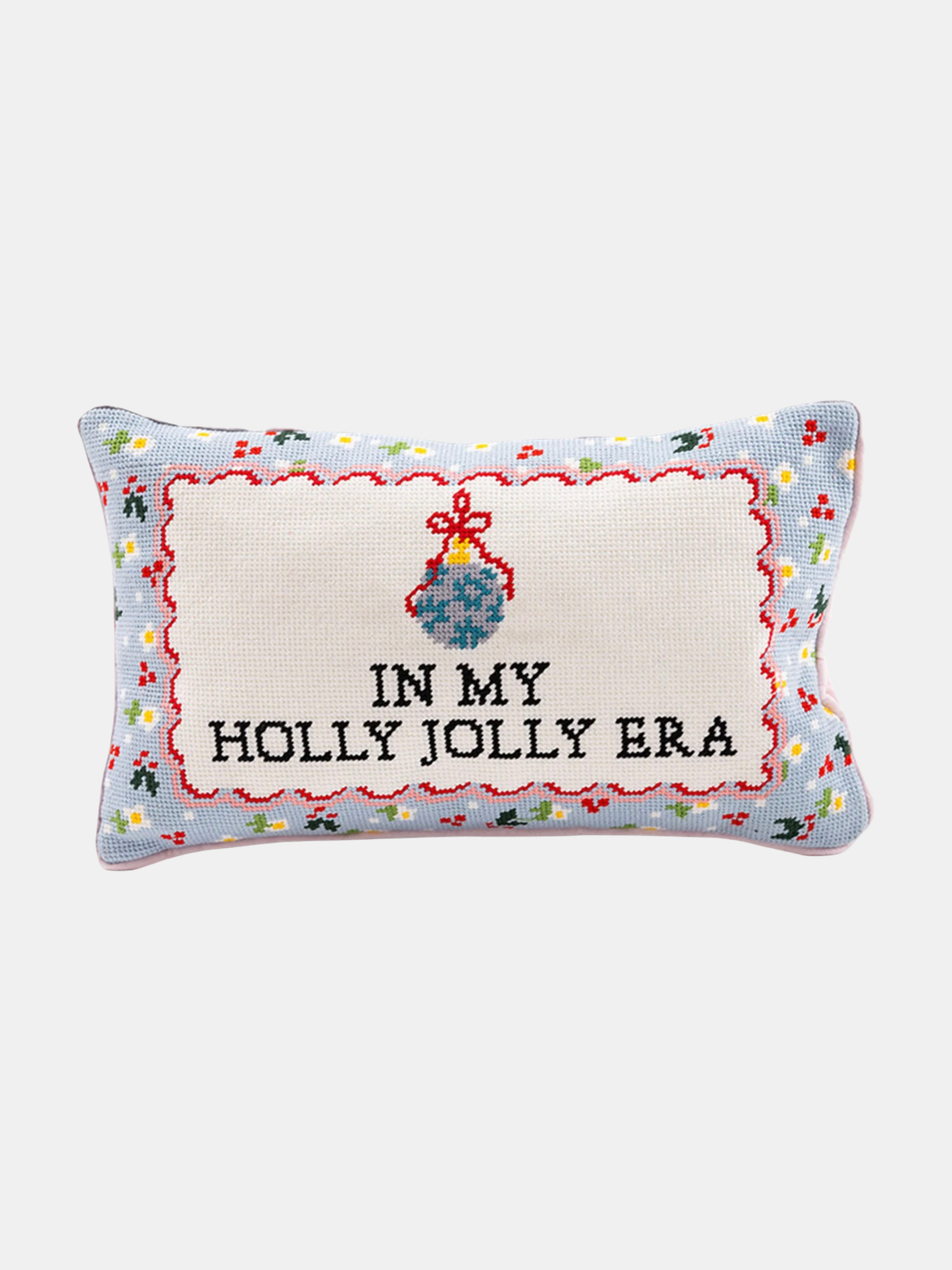 Holly Jolly Era Needlepoint Pillow