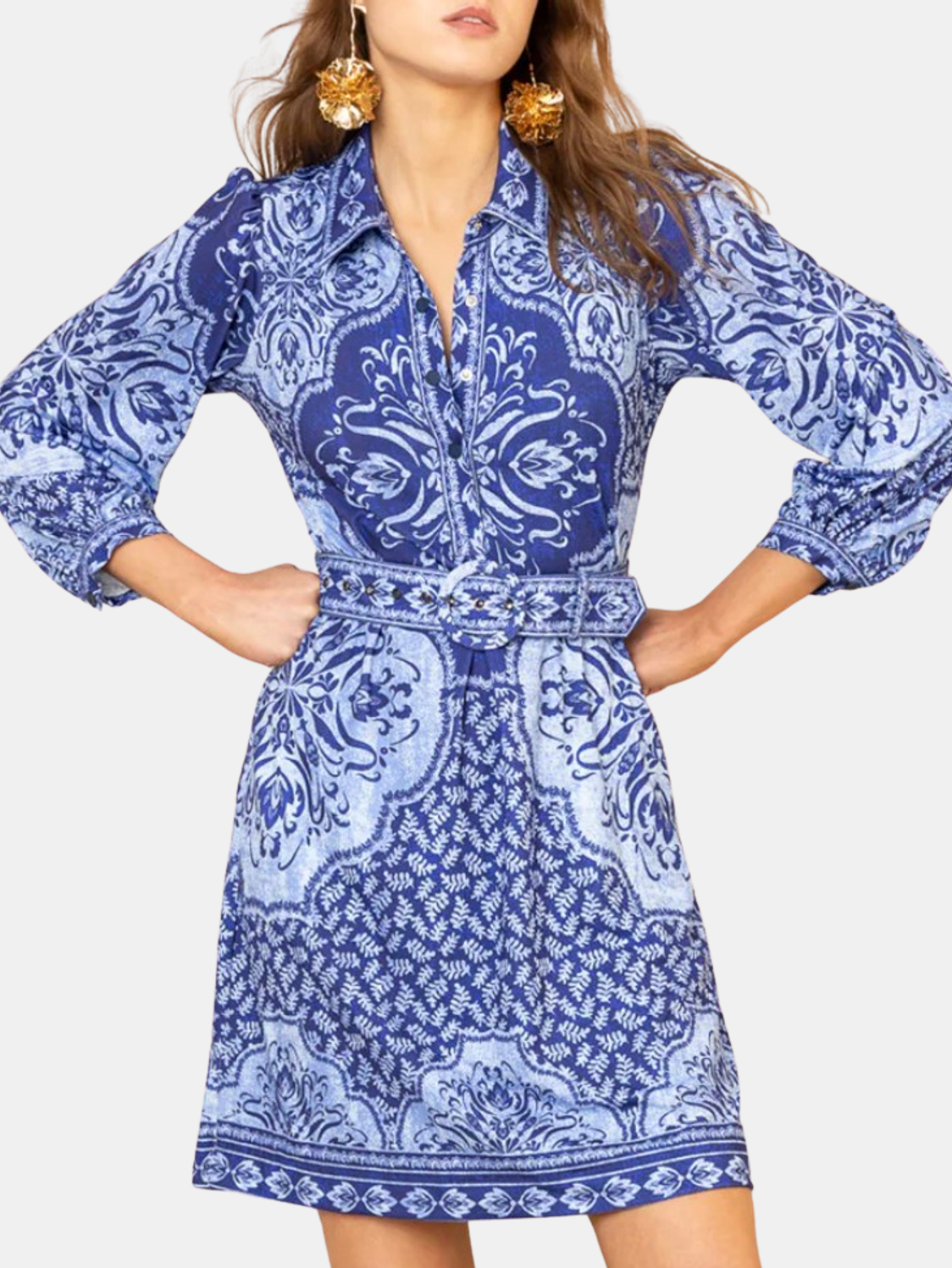 long sleeve periwinkle dress Hale Bob | Long Sleeve Short Dress
