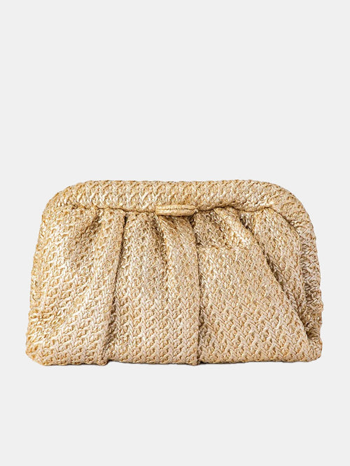 Stevie Pleated Woven Clutch - Periwinkle 