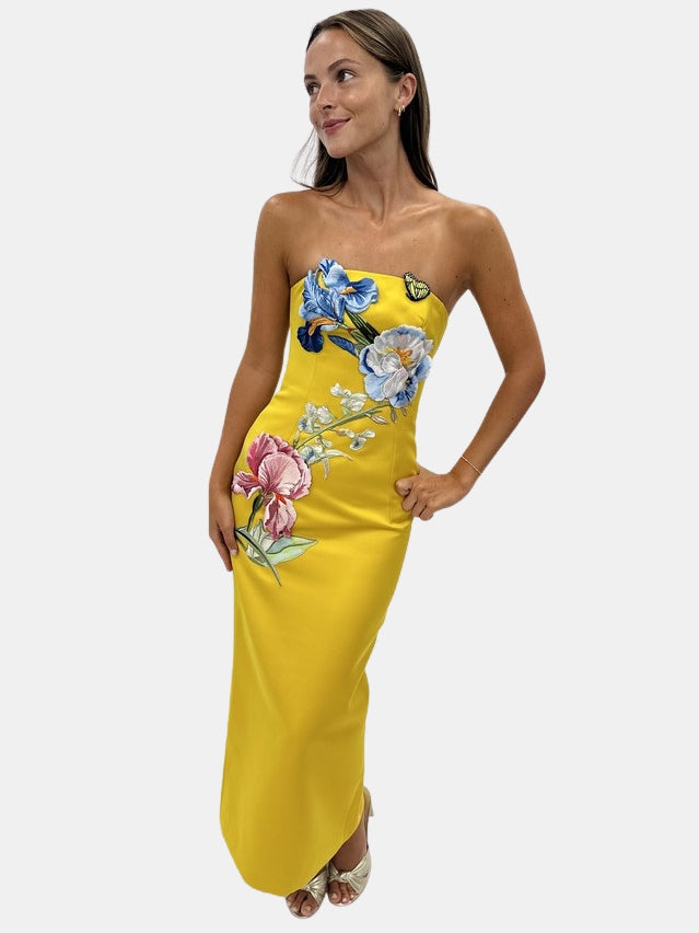 Rayna Applique Floral Bustier - Periwinkle