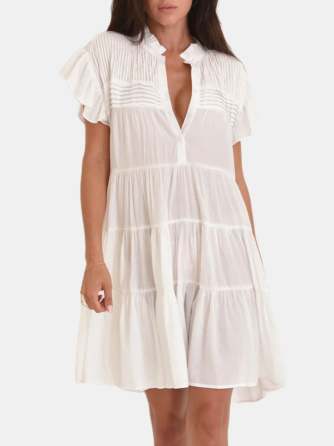 Vera Pleated Button Down Dress - Periwinkle