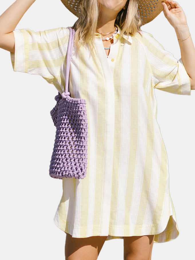 Greta Short Sleeve Mini Shirt Dress - Periwinkle