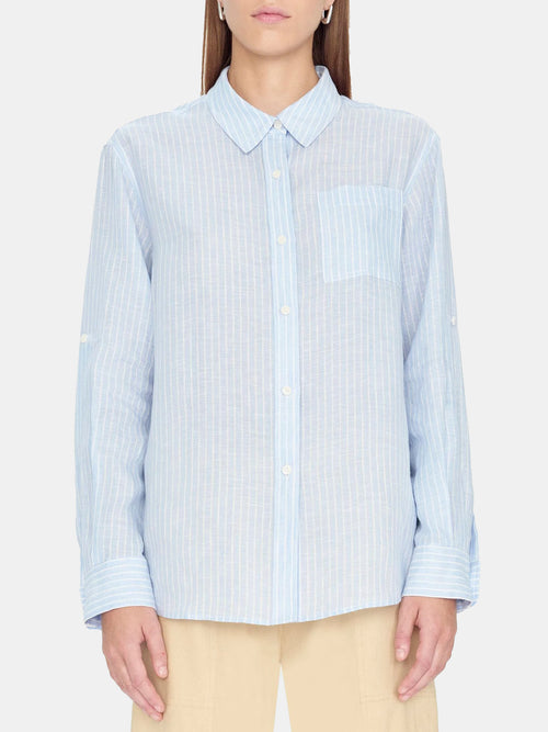 Johanna Long Sleeve Button Up Top - Periwinkle 