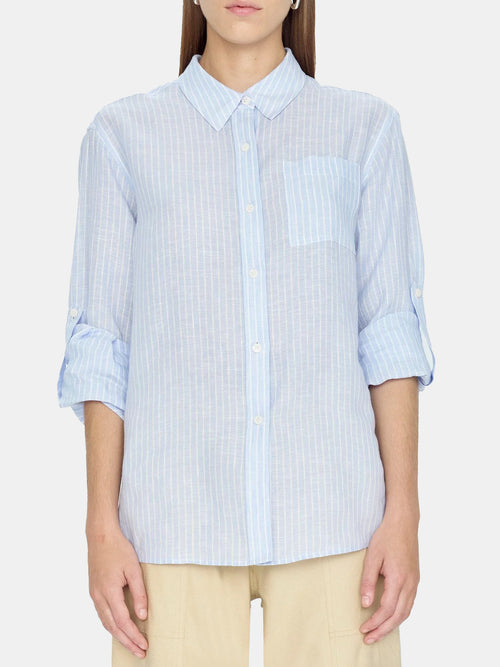 Johanna Long Sleeve Button Up Top - Periwinkle 