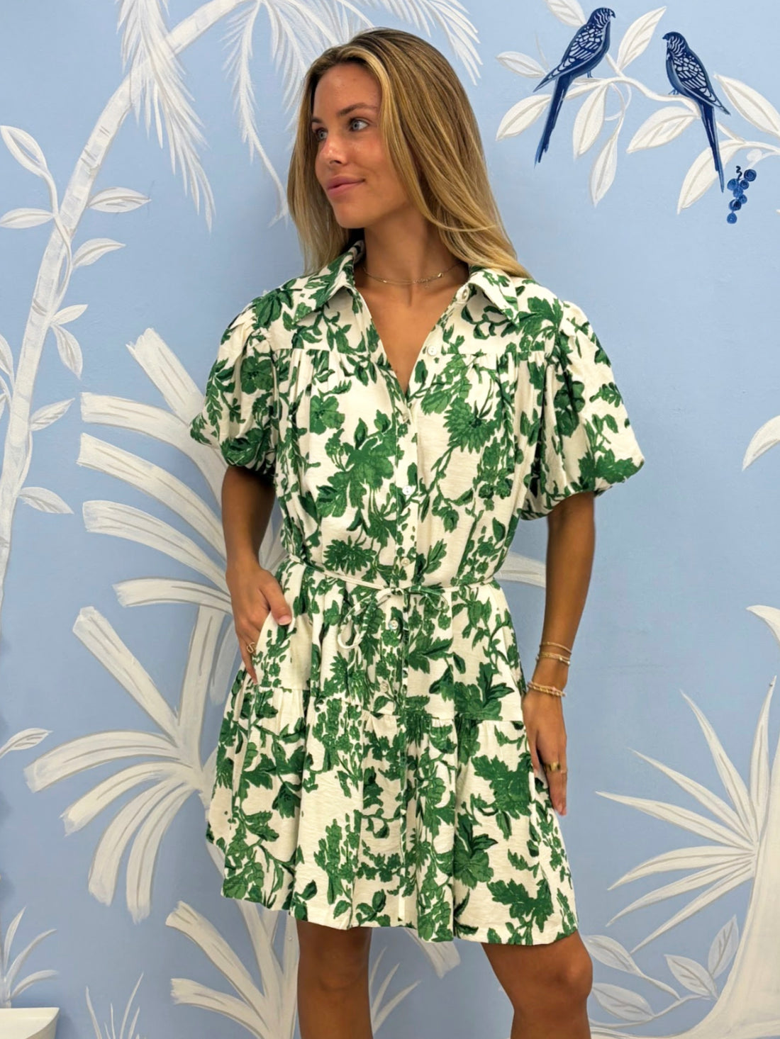 Floral Button Down Mini Dress - Periwinkle