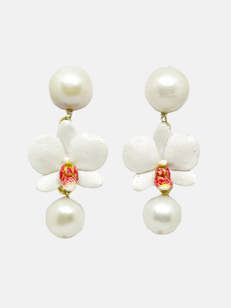 Orchid Pearl Drops Earrings - Periwinkle 