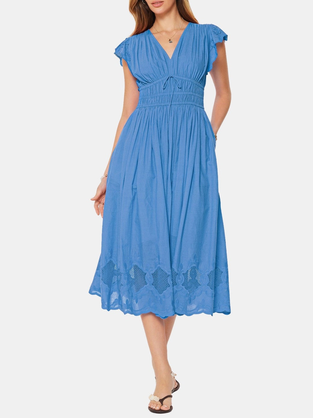 mini flutter sleeve dress Kos Long Add a feminine touch to your wardrobe in this flutter sleeve mini dress Sail to Sable V-Neck Flutter