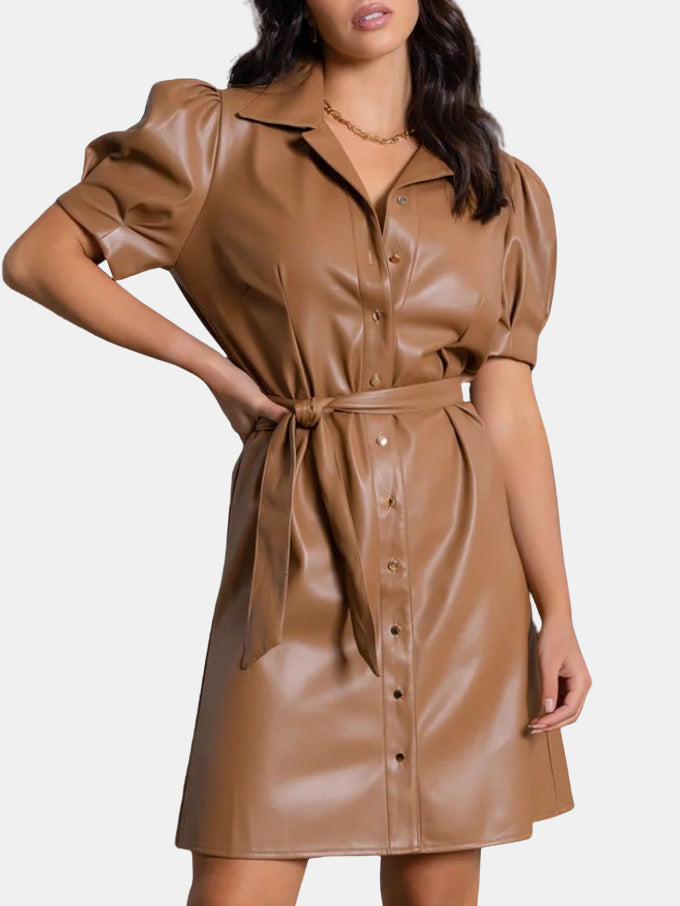 Clea Vegan Leather Dress - Periwinkle 