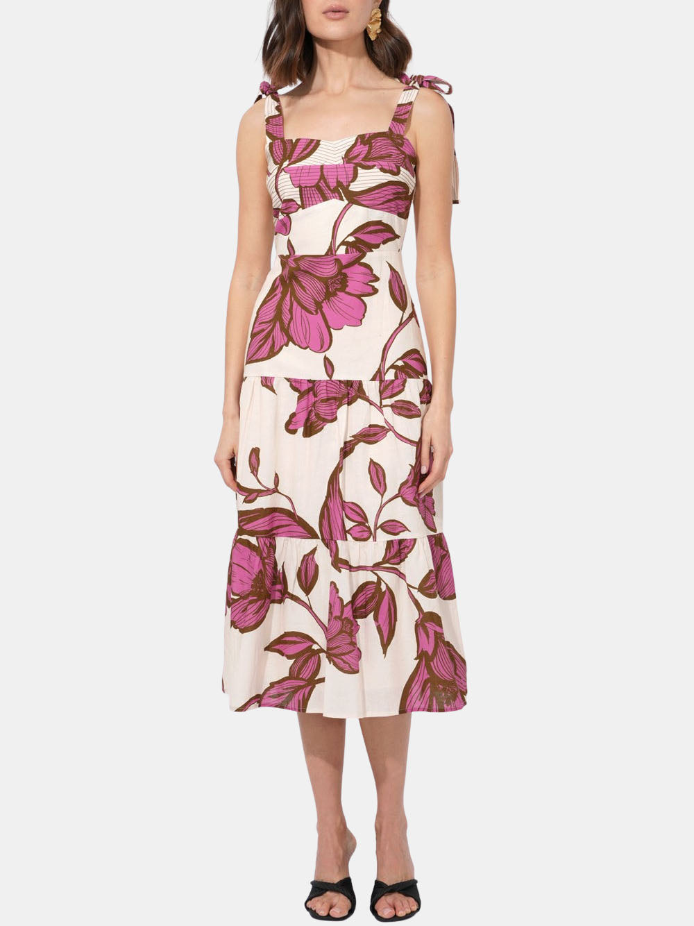 Melrose Shoulder Tie Printed Maxi Dress