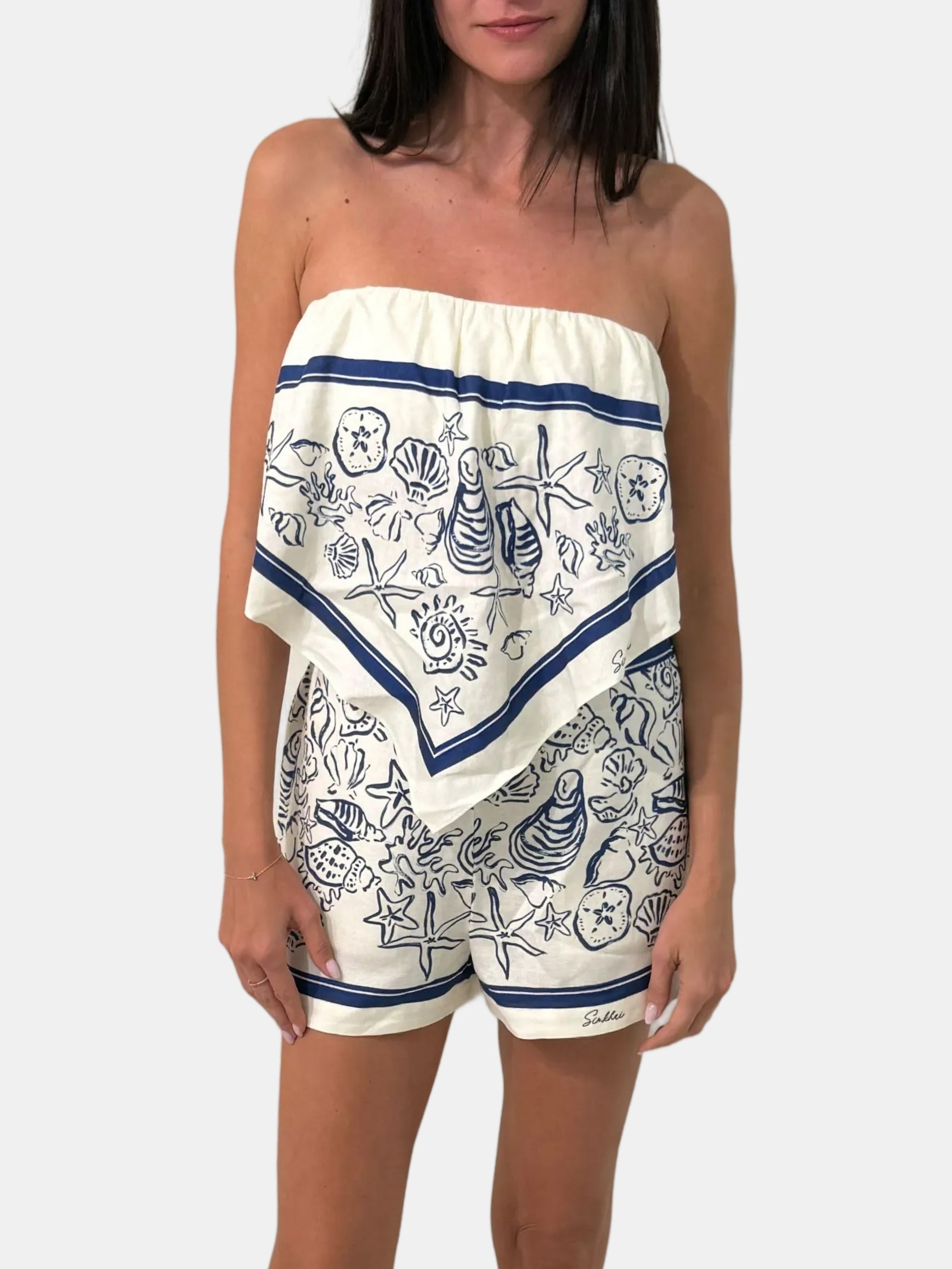 Emberton Linen Bustier Top - Periwinkle 
